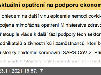 Aktuální opatření na podporu ekonomiky