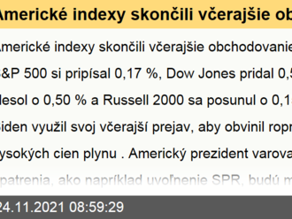 Americké indexy skončili včerajšie obchodovanie zmiešane  - Ranné zhrnutie