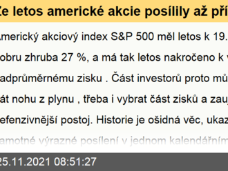 Že letos americké akcie posílily až příliš? Samo o sobě to pro rok 2022   nic neznamená