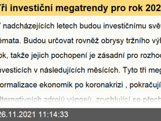 Tři investiční megatrendy pro rok 2022