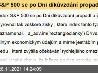 S&P 500 se po Dni díkůvzdání propadl