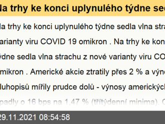 Na trhy ke konci uplynulého týdne sedla vlna strachu z nové varianty viru COVID 19 omikron. - Ranní glosa: Strach má jméno omikron, evropskou ekonomiku čeká těžká zima