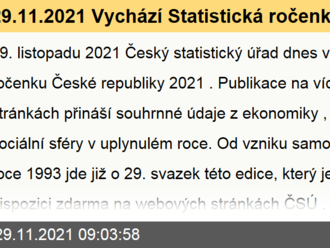 29.11.2021 Vychází Statistická ročenka 2021