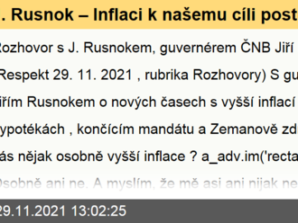 J. Rusnok – Inflaci k našemu cíli postupně dostaneme