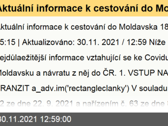 Aktuální informace k cestování do Moldavska