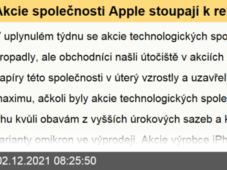 Akcie společnosti Apple stoupají k rekordním hodnotám