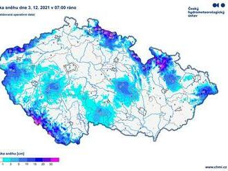 Výška sněhu dnes   ráno v 07:00