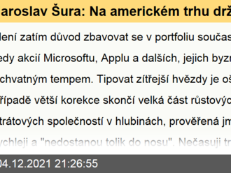 Jaroslav Šura: Na americkém trhu držím současné vítěze a ty nové netipuji, časování trhu většinou nevychází