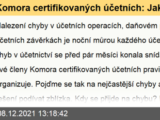 Komora certifikovaných účetních: Jak řešit chyby v účetnictví?