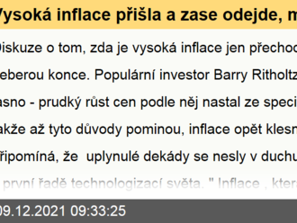 Vysoká inflace přišla a zase odejde, má jasno Barry Ritholtz