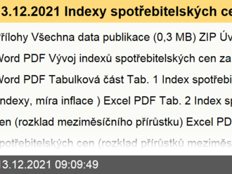 13.12.2021 Indexy spotřebitelských cen   - základní členění - listopad 2021