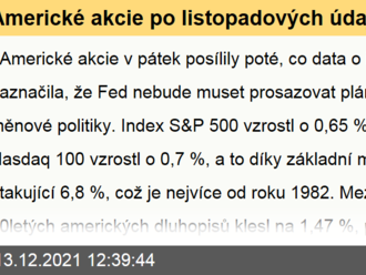 Americké akcie po listopadových údajích o inflaci posílily