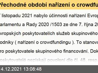 Přechodné období nařízení o crowdfundingu