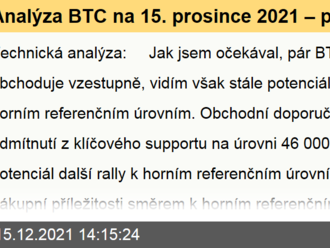 Analýza BTC na 15. prosince 2021 – potenciál rally k horním referenčním úrovním