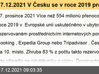 17.12.2021 V Česku se v roce 2019 prostřednictvím rezervačních portálů...