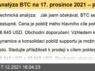 Analýza BTC na 17. prosince 2021 – potenciál dalšího poklesu