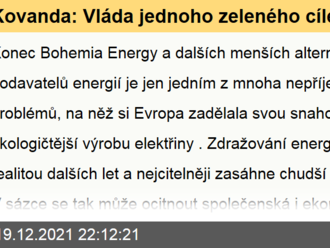 Kovanda: Vláda jednoho zeleného cíle připomíná vládu jedné strany, energetická nerovnost může ohrozit společenskou i ekonomickou soudržnost   Evropy