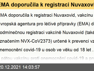 EMA doporučila k registraci Nuvaxovid, vakcínu proti covid-19