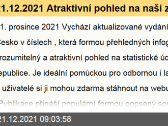 21.12.2021 Atraktivní pohled na naši zemi přináší Česko v číslech