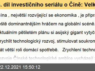 5. díl investičního seriálu o Číně: Velká čínská strategie – technologický rozvoj a endogenní růst