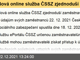 Nová online služba ČSSZ zjednoduší zaměstnavatelům přístup  k údajům svých zaměstnanců