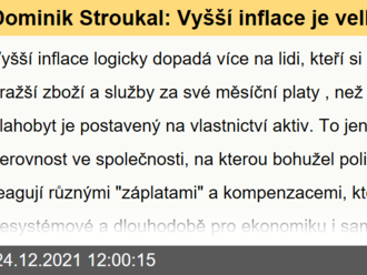 Dominik Stroukal: Vyšší inflace je velkým rizikem, politici mohou rozevírající se nůžky mezi vrstvami společnosti 