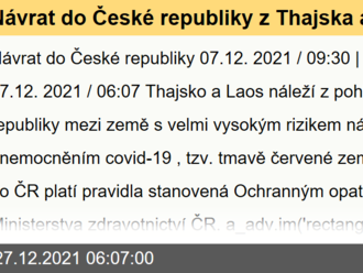 Návrat do České republiky z Thajska a Laosu