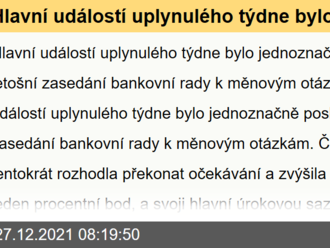 Hlavní událostí uplynulého týdne bylo jednoznačně poslední letošní zasedání bankovní rady k měnovým otázkám. - Ranní glosa: Do nového roku s vysokou inflací a sazbami