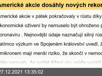 Americké akcie dosáhly nových rekordních maxim