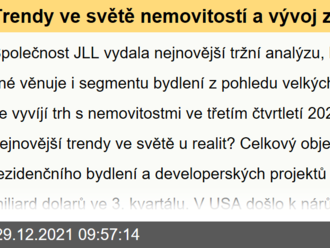 Trendy ve světě nemovitostí a vývoj za 3. kvartál  