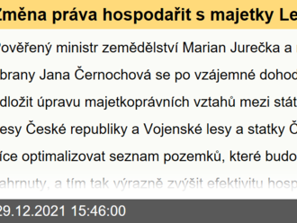 Změna práva hospodařit s majetky Lesů ČR a Vojenských lesů a statků ČR se prozatím odkládá. Je důležité zpřesnit seznam pozemků, které mají být vyměněny