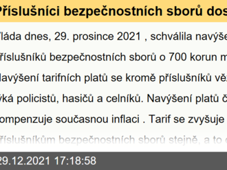 Příslušníci bezpečnostních sborů dostanou přidáno 700 korun měsíčně