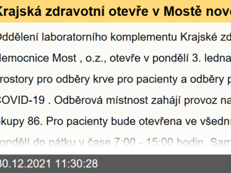 Krajská zdravotní otevře v Mostě novou odběrovou místnost