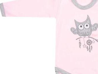 Praktické dojčenské body New Baby Owl pre bábätká - ružové.