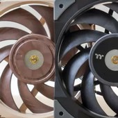 Originál a kopie: Noctua NF-A12x25 a Thermaltake ToughFan 12 v testu