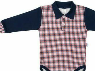 Dojčenské polo body s dlhým rukávom New Baby Checkered modré.