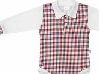 Dojčenské polo body s dlhým rukávom New Baby Checkered biele.