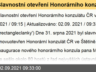 Slavnostní otevření Honorárního konzulátu ČR ve Štětíně