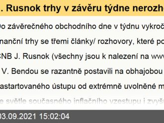 J. Rusnok trhy v závěru týdne nerozhodil  