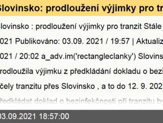 Slovinsko: prodloužení výjimky pro tranzit