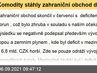 Komodity stáhly zahraniční obchod do červených čísel  