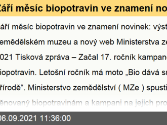 Září měsíc biopotravin ve znamení novinek: výstava v Národním zemědělském muzeu a nový web Ministerstva zemědělství