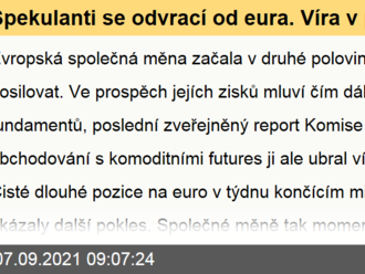 Spekulanti se odvrací od eura. Víra v posílení je nejnižší od příchodu pandemie