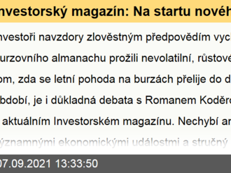 Investorský magazín: Na startu nového investičního semestru s Romanem Koděrou