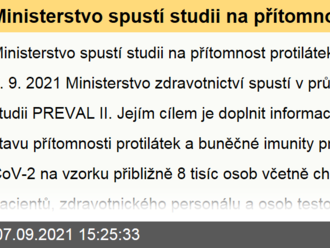 Ministerstvo spustí studii na přítomnost protilátek u 8 tisíc Čechů