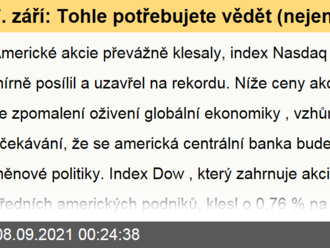 7. září: Tohle potřebujete vědět   o úterním obchodování v USA