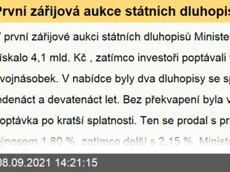 První zářijová aukce státních dluhopisů ukázala po letní pauze návrat poptávky  