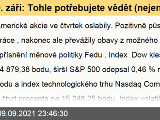 9. září: Tohle potřebujete vědět   o čtvrtečním obchodování v USA