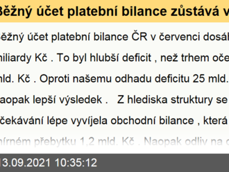 Běžný účet platební bilance zůstává v deficitu  