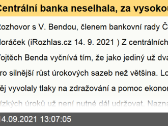 Centrální banka neselhala, za vysokou inflaci nemůže, míní člen bankovní rady Benda